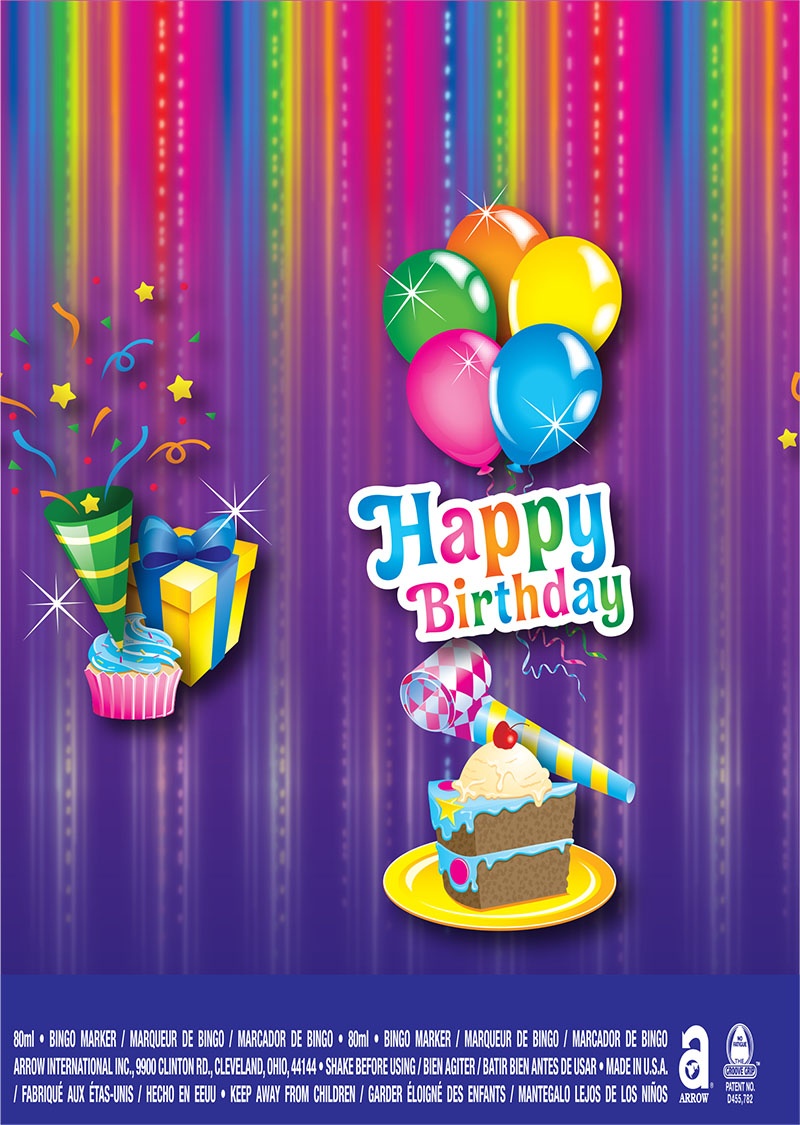 Happy Birthday / Balloons, Cupcake and Gifts